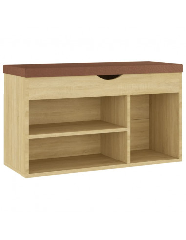 Panca Porta Scarpe Cuscino Rovere Sonoma 80x30x47cm Multistrato