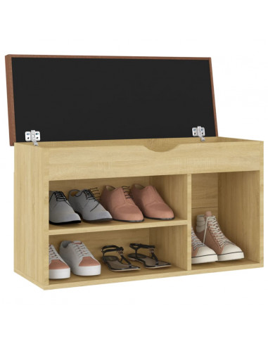 Panca Porta Scarpe Cuscino Rovere Sonoma 80x30x47cm Multistrato