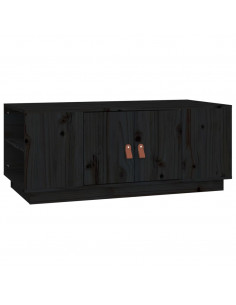 Tavolino da Salotto Nero 100x50x41 cm in Legno Massello di Pino 2