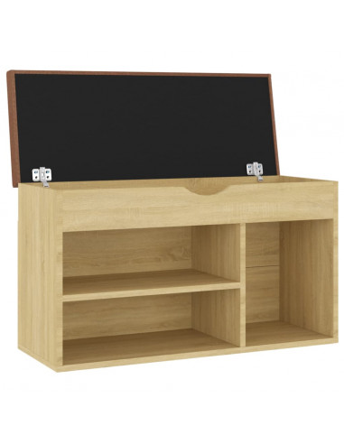 Panca Porta Scarpe Cuscino Rovere Sonoma 80x30x47cm Multistrato
