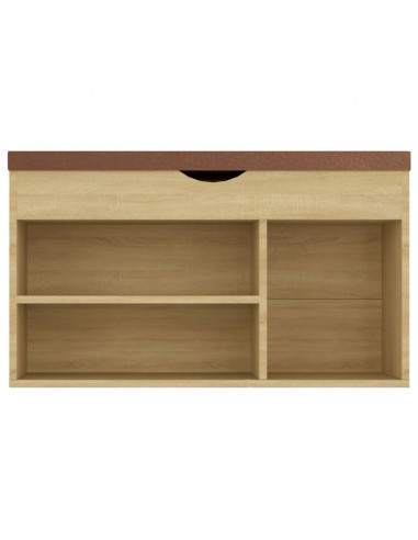 Panca Porta Scarpe Cuscino Rovere Sonoma 80x30x47cm Multistrato