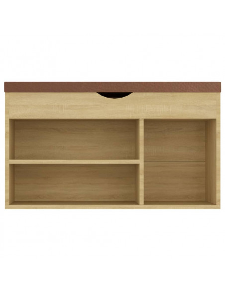 Panca Porta Scarpe Cuscino Rovere Sonoma 80x30x47cm Multistrato