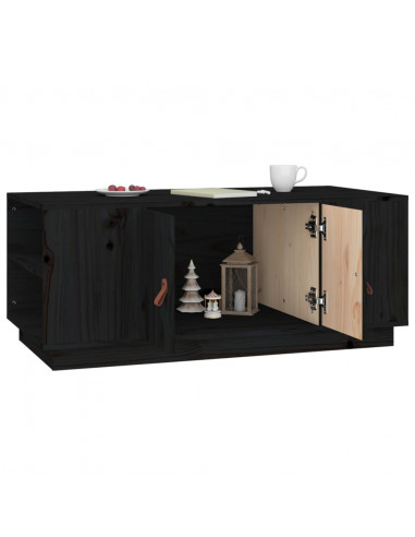 Tavolino da Salotto Nero 100x50x41 cm in Legno Massello di Pino