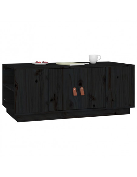 Tavolino da Salotto Nero 100x50x41 cm in Legno Massello di Pino