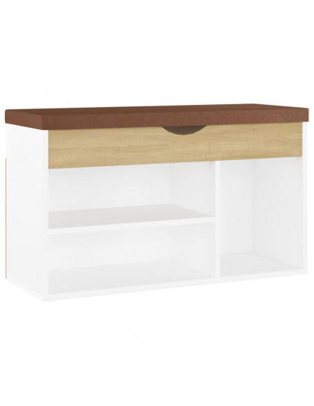 Panca Scarpe Cuscino Bianco Rovere Sonoma 80x30x47 Multistrato