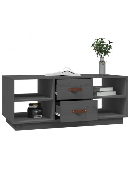 Tavolino da Salotto Grigio 100x50x41 cm Legno Massello di Pino