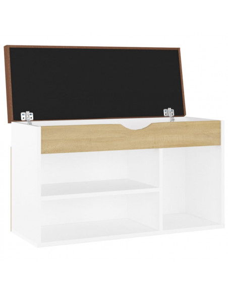 Panca Scarpe Cuscino Bianco Rovere Sonoma 80x30x47 Multistrato