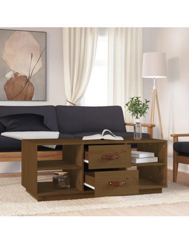 Tavolino da Salotto Miele 100x50x41cm in Legno Massello di Pino