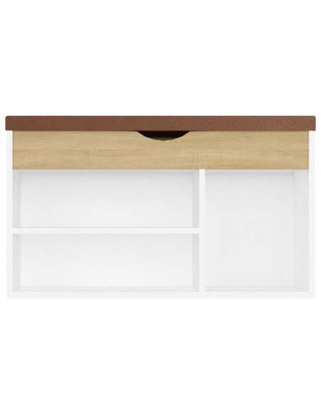 Panca Scarpe Cuscino Bianco Rovere Sonoma 80x30x47 Multistrato