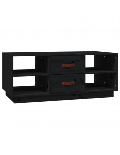 Tavolino da Salotto Nero 100x50x41 cm in Legno Massello di Pino 2