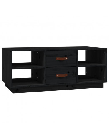 Tavolino da Salotto Nero 100x50x41 cm in Legno Massello di Pino