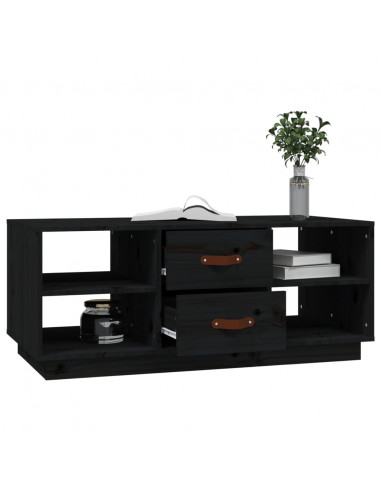 Tavolino da Salotto Nero 100x50x41 cm in Legno Massello di Pino