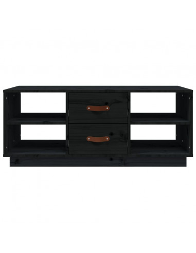 Tavolino da Salotto Nero 100x50x41 cm in Legno Massello di Pino