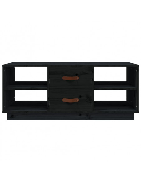 Tavolino da Salotto Nero 100x50x41 cm in Legno Massello di Pino