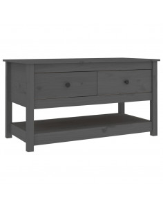 Tavolino da Salotto Grigio 102x49x55 cm Legno Massello di Pino 2