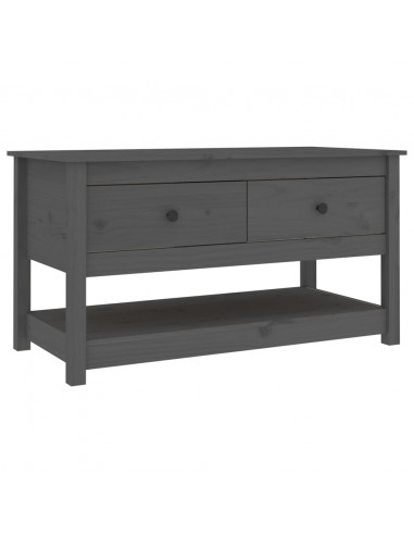 Tavolino da Salotto Grigio 102x49x55 cm Legno Massello di Pino