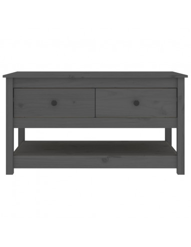 Tavolino da Salotto Grigio 102x49x55 cm Legno Massello di Pino
