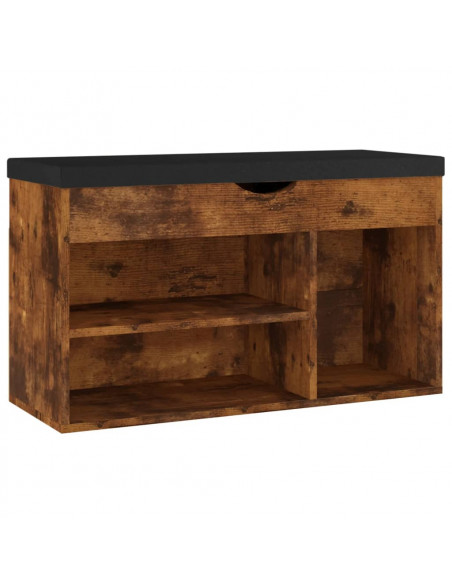 Panca Porta Scarpe Cuscino Rovere Fumo 80x30x47cm Multistrato