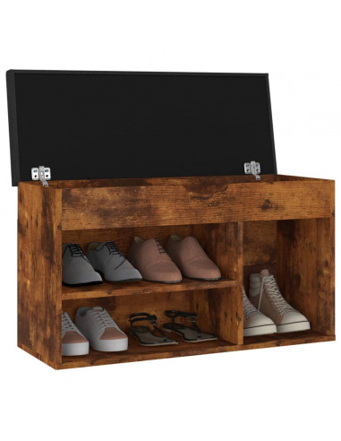 Panca Porta Scarpe Cuscino Rovere Fumo 80x30x47cm Multistrato