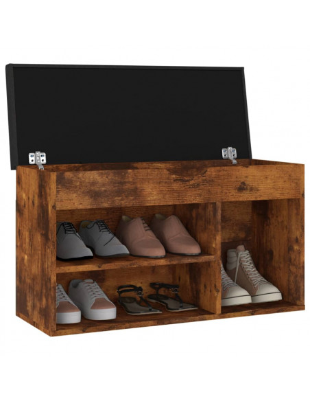 Panca Porta Scarpe Cuscino Rovere Fumo 80x30x47cm Multistrato