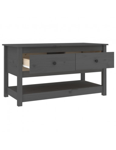 Tavolino da Salotto Grigio 102x49x55 cm Legno Massello di Pino