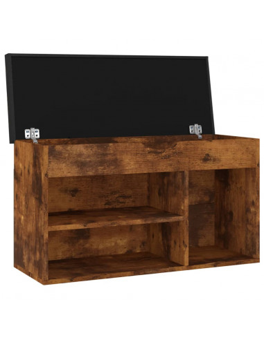 Panca Porta Scarpe Cuscino Rovere Fumo 80x30x47cm Multistrato