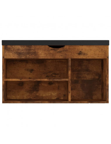 Panca Porta Scarpe Cuscino Rovere Fumo 80x30x47cm Multistrato