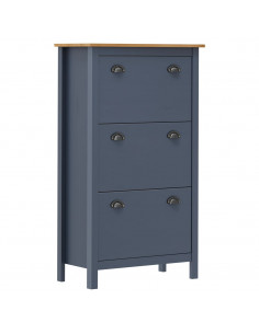 Scarpiera Hill Grigia 72x35x124 cm Legno Massello di Pino 2