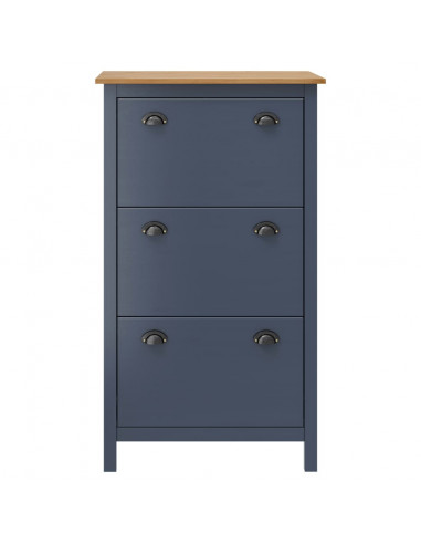 Scarpiera Hill Grigia 72x35x124 cm Legno Massello di Pino