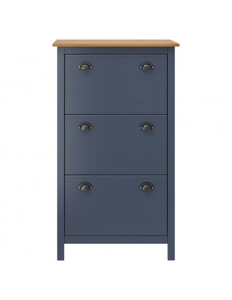 Scarpiera Hill Grigia 72x35x124 cm Legno Massello di Pino