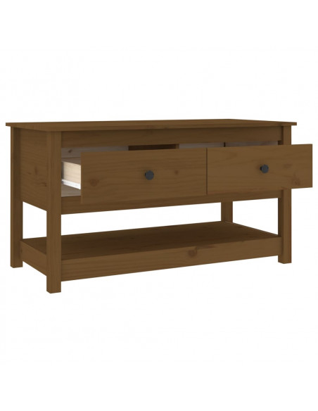 Tavolino da Salotto Miele 102x49x55cm in Legno Massello di Pino