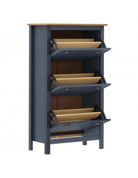 Scarpiera Hill Grigia 72x35x124 cm Legno Massello di Pino