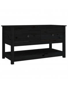 Tavolino da Salotto Nero 102x49x55 cm in Legno Massello di Pino 2