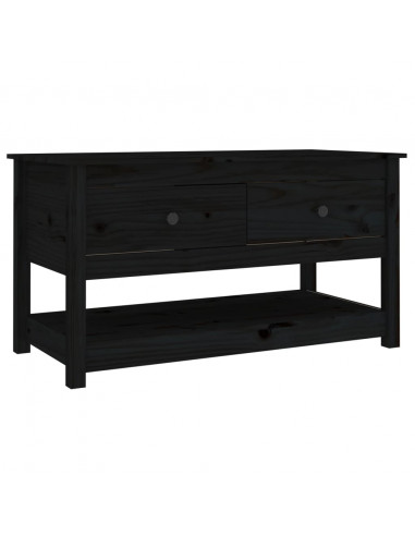 Tavolino da Salotto Nero 102x49x55 cm in Legno Massello di Pino