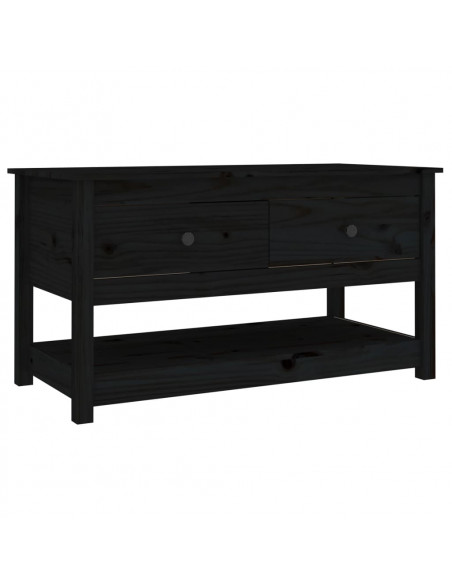 Tavolino da Salotto Nero 102x49x55 cm in Legno Massello di Pino