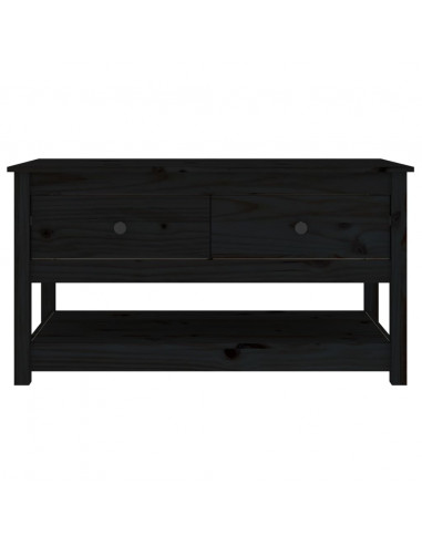 Tavolino da Salotto Nero 102x49x55 cm in Legno Massello di Pino