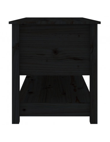 Tavolino da Salotto Nero 102x49x55 cm in Legno Massello di Pino