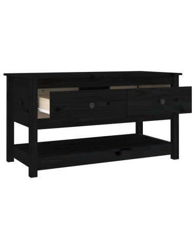 Tavolino da Salotto Nero 102x49x55 cm in Legno Massello di Pino