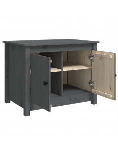 Tavolino da Salotto Grigio 71x49x55 cm Legno Massello di Pino 2