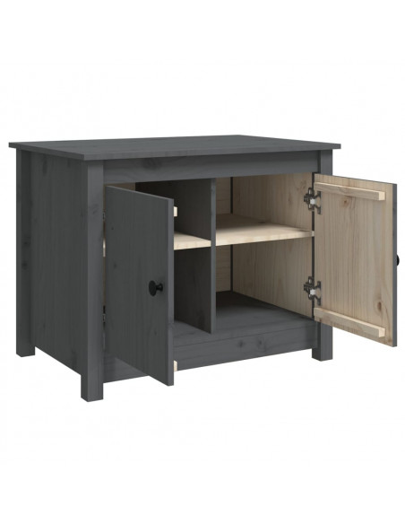 Tavolino da Salotto Grigio 71x49x55 cm Legno Massello di Pino