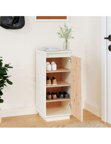 Scarpiera Bianca 35x35x80 cm in Legno Massello di Pino