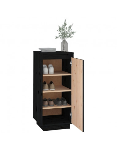Scarpiera Nera 35x35x80 cm in Legno Massello di Pino