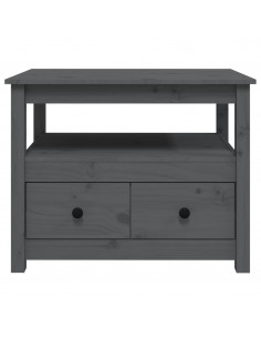 Tavolino da Salotto Grigio 71x49x55 cm Legno Massello di Pino 2