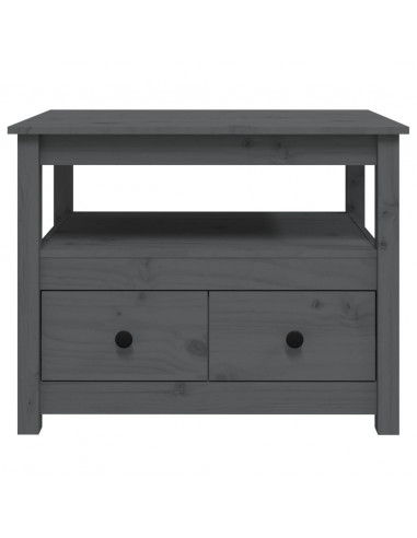 Tavolino da Salotto Grigio 71x49x55 cm Legno Massello di Pino