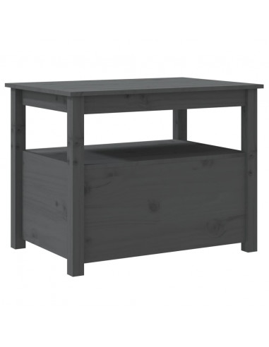 Tavolino da Salotto Grigio 71x49x55 cm Legno Massello di Pino