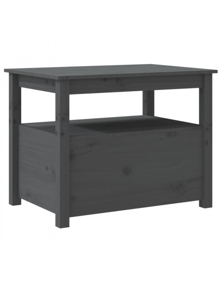 Tavolino da Salotto Grigio 71x49x55 cm Legno Massello di Pino