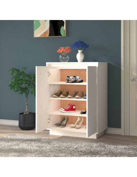 Scarpiera Bianca 60x35x80 cm in Legno Massello di Pino