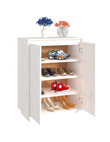 Scarpiera Bianca 60x35x80 cm in Legno Massello di Pino