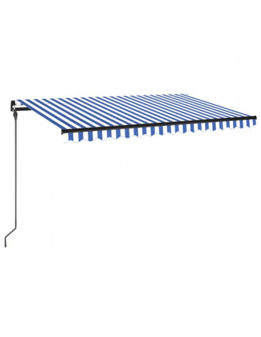 Tenda da Sole Retrattile Manuale con LED 450x300cm Blu e Bianca