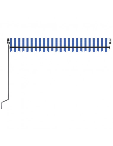 Tenda da Sole Retrattile Manuale con LED 450x300cm Blu e Bianca